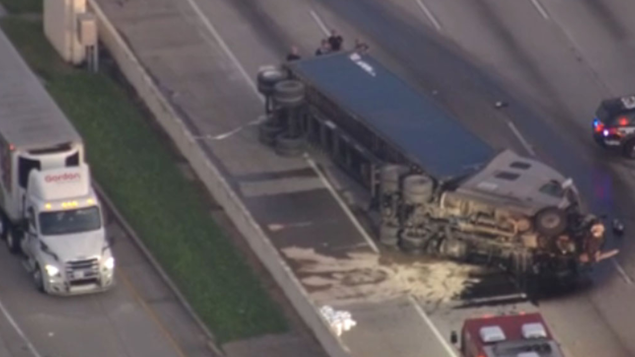 2 killed after 18-wheeler flips on I-10 near Eldridge, shutting down lanes for hours
