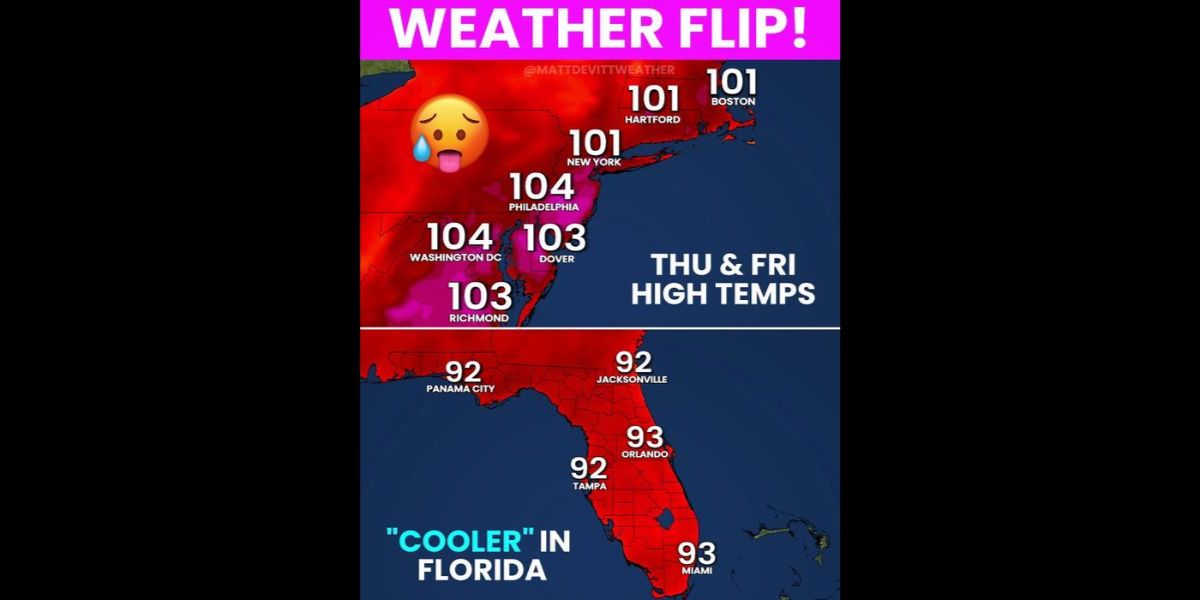 Something Is Very Wrong With the Weather Map — Northeast Cities Are Now Hotter Than Florida, and the Numbers Are Shocking